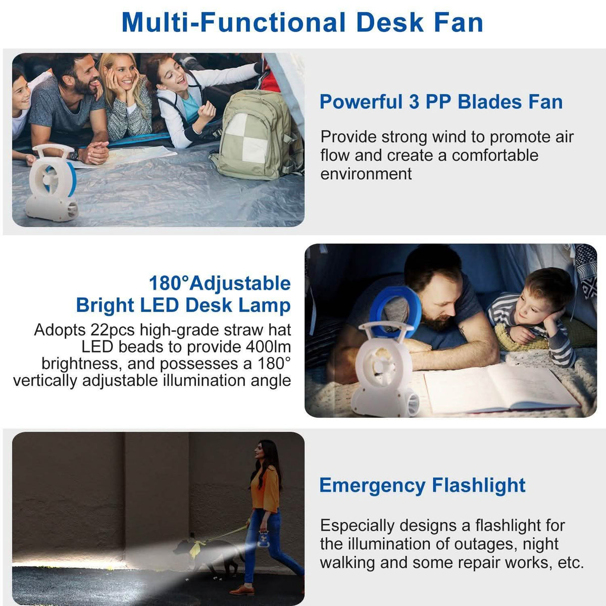 Desk Cooling Fan with 180 Degree Adjustable LED Lamp Outdoor Recreation - Tophatter Daily Deals