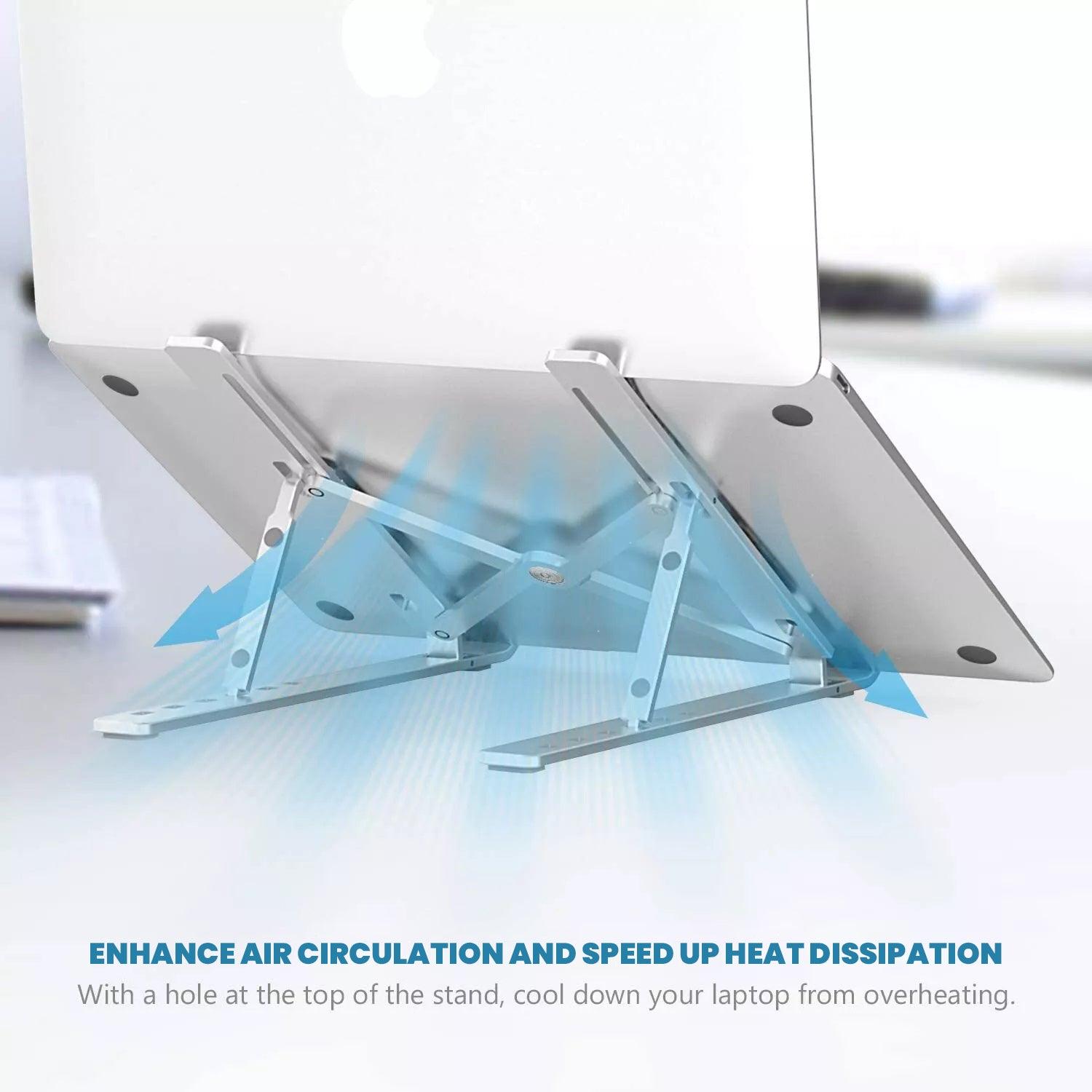 Adjustable Laptop Stand - Laptop Stand Folding Portable Tablet Desktop Holder Office Support UK Accessories - Tophatter Daily Deals