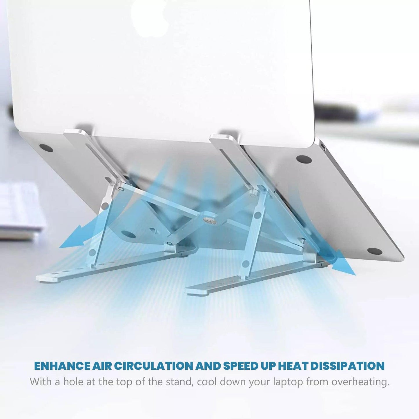Adjustable Laptop Stand - Laptop Stand Folding Portable Tablet Desktop Holder Office Support UK Accessories - Tophatter Daily Deals