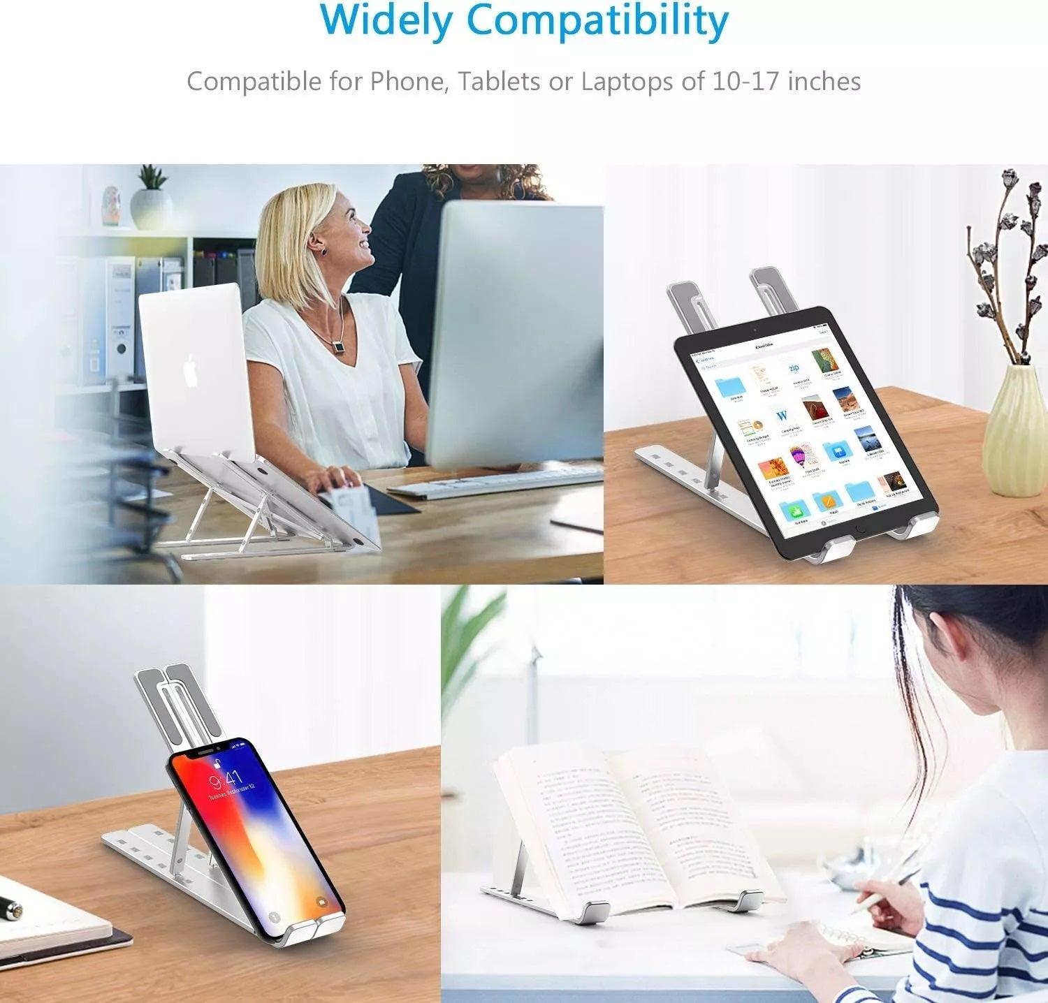 Adjustable Laptop Stand - Laptop Stand Folding Portable Tablet Desktop Holder Office Support UK Accessories - Tophatter Daily Deals