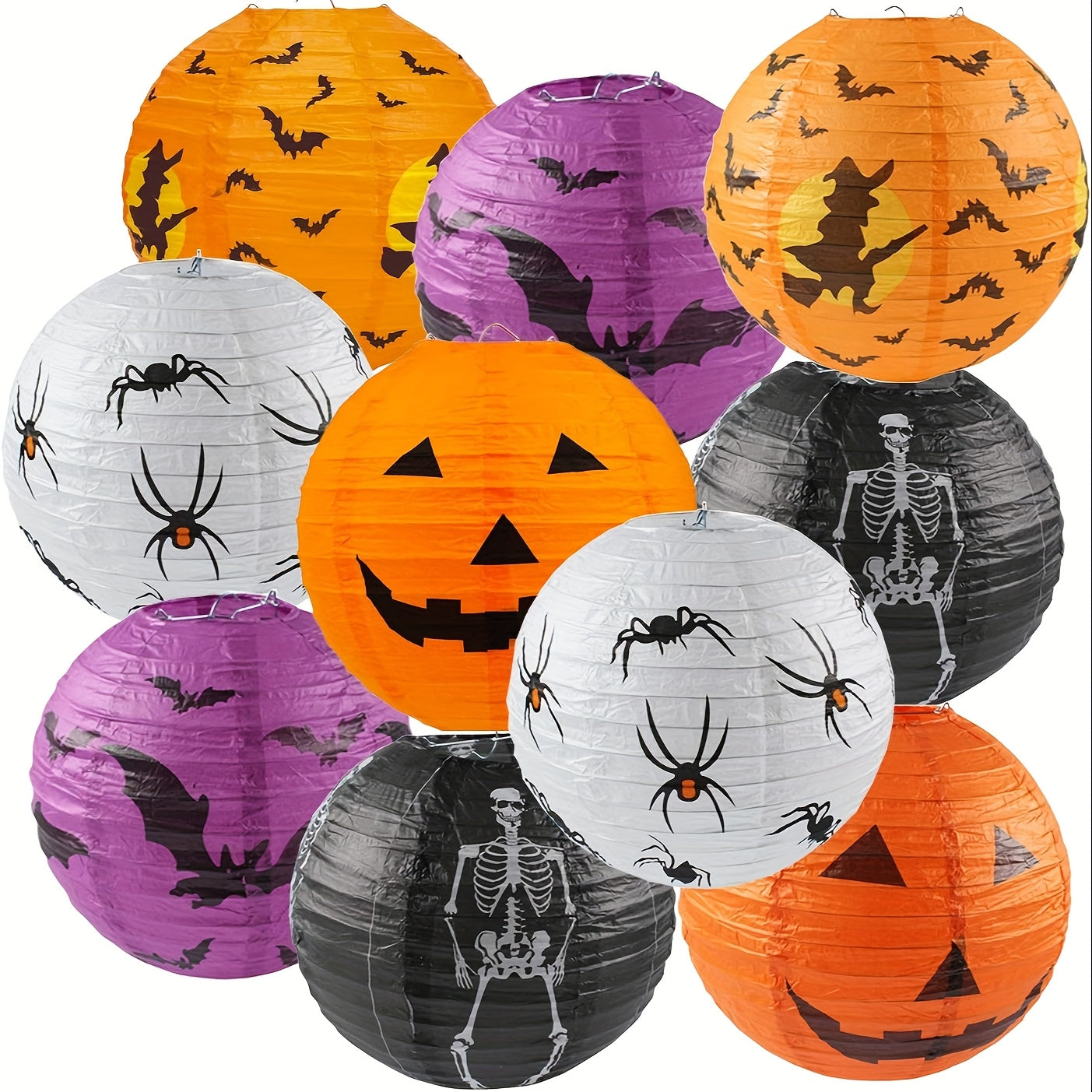 Halloween Paper Lanterns Set Decor (10pcs) - Tophatter Daily Deals