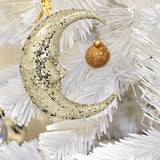 Gold Sparkling Moon Hanging Decoration | Glitter Crescent Moon Ornament - 24cm Ornament - Tophatter Daily Deals