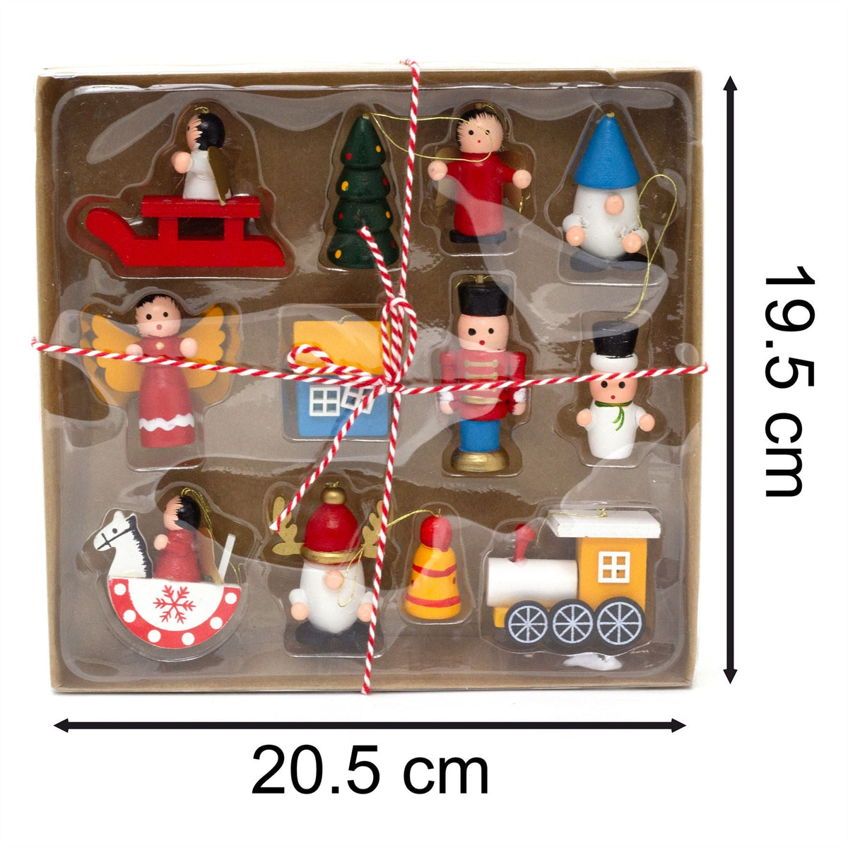 12-Piece Wooden Christmas Tree Ornaments | Traditional Tree Hanging Decorations Baubles - Tophatter Daily Deals