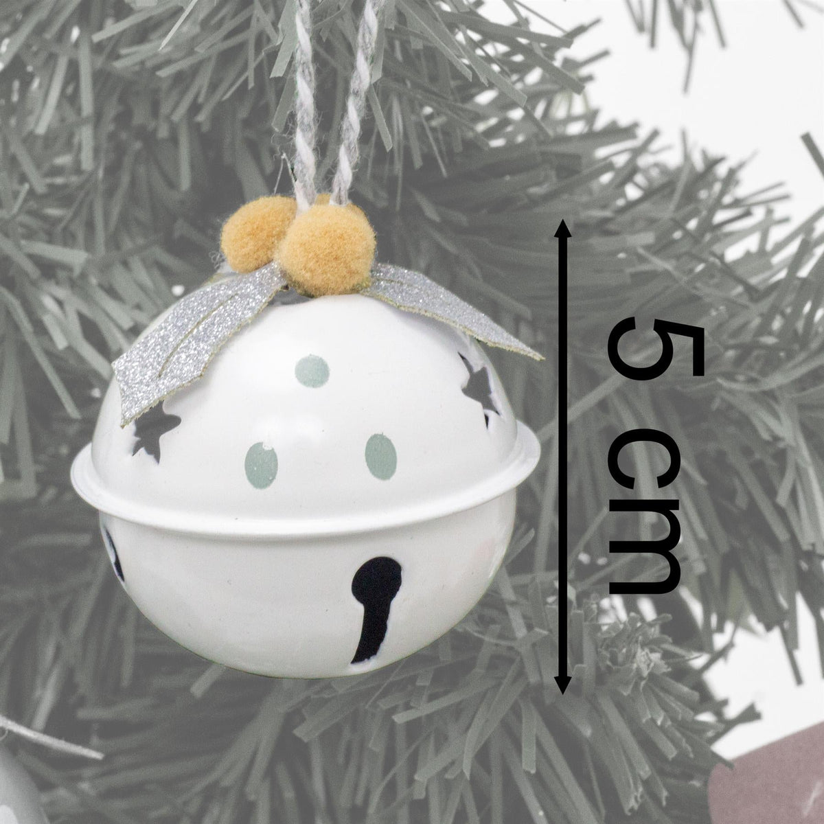 Set of 6 Baubles Pastel Jingle Bells | Christmas Tree Hanging Ornaments - 4cm Baubles - Tophatter Daily Deals