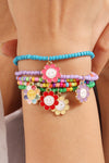 Light Blue 5pcs Smiley Flower Pendant Beaded Bracelet Set Light Blue ONE SIZE Alloy Bracelets - Tophatter Daily Deals