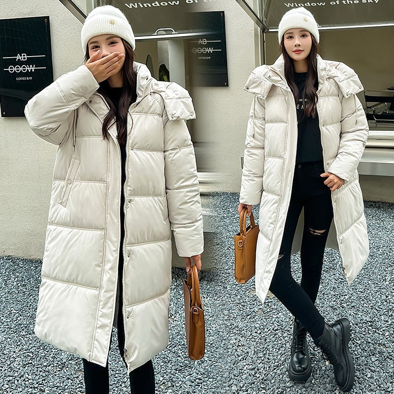 Insulating Women’s Long Puffer Coat - Hooded Quilted Winter 3D Changing Face Moving Picture Frame - Tophatter Daily Deals