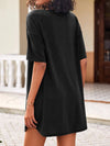 Pocketed V-Neck Short Sleeve Tee Dress Black Casual Dresses - Tophatter Daily Deals