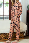 Leopard Round Neck Top and Drawstring Pants Lounge Set Loungewear Sets - Tophatter Daily Deals