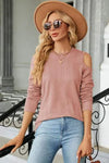 Round Neck Cold Shoulder T-Shirt Light Mauve Women's T-Shirts - Tophatter Daily Deals