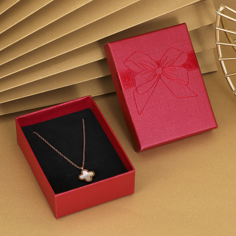Bow Necklace Earrings Packaging Gift Box Red7x9cm 0 - Tophatter Daily Deals