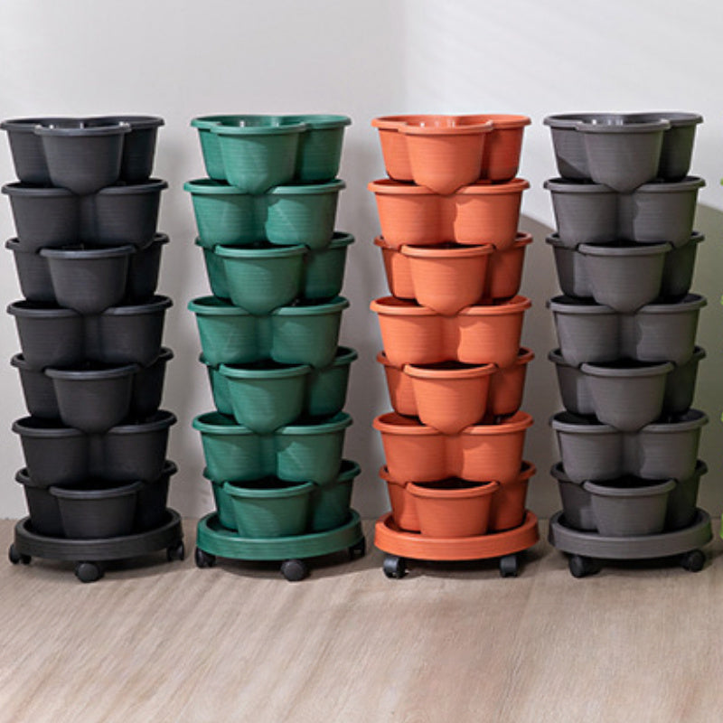 Stackable Self-Watering Plastic Planters (6 pcs) Home & Garden > Artificial Plants > Pots, Planters & Accessories - Tophatter Daily Deals