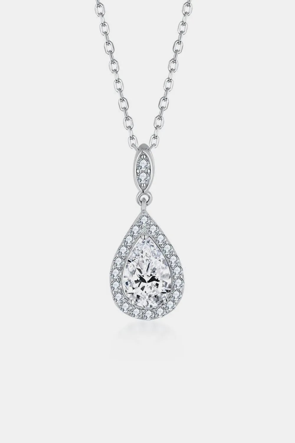 1.5 Carat Moissanite 925 Sterling Silver Teardrop Necklace 1 Carat - Tophatter Daily Deals