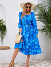 Printed Long Sleeve Midi Dress Casual Dresses - Tophatter Daily Deals