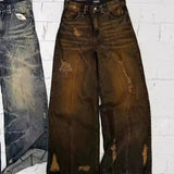 American High Street Straight Yellow Mud Dyed Jeans 0 - Tophatter Daily Deals