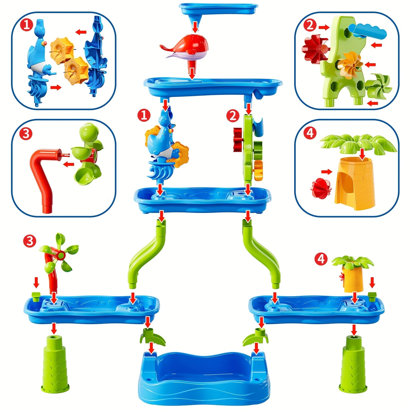 4-Tier Kids Water and Sand Activity Table Pool Toys & Inflatables - Tophatter Daily Deals