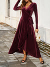 Devine Split Surplice Long Sleeve Midi Dress Casual Dresses - Tophatter Daily Deals