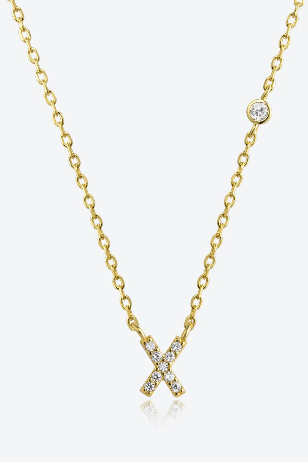 V To Z Zircon 925 Sterling Silver Necklace X Gold One Size Necklaces - Tophatter Daily Deals