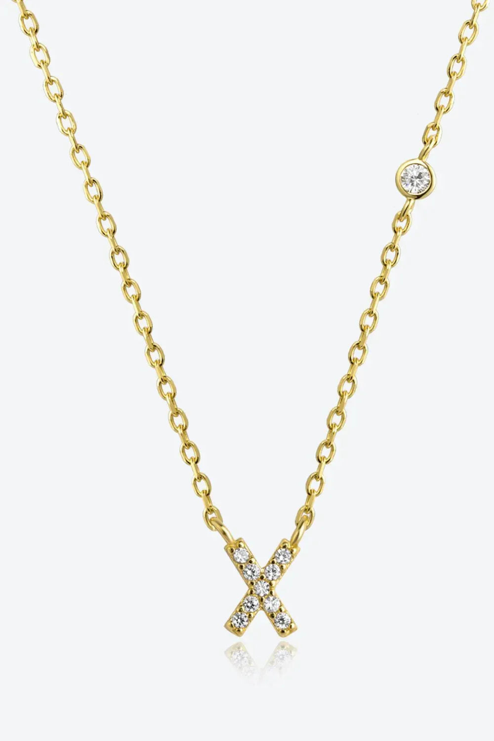 V To Z Zircon 925 Sterling Silver Necklace X Gold One Size Necklaces - Tophatter Daily Deals