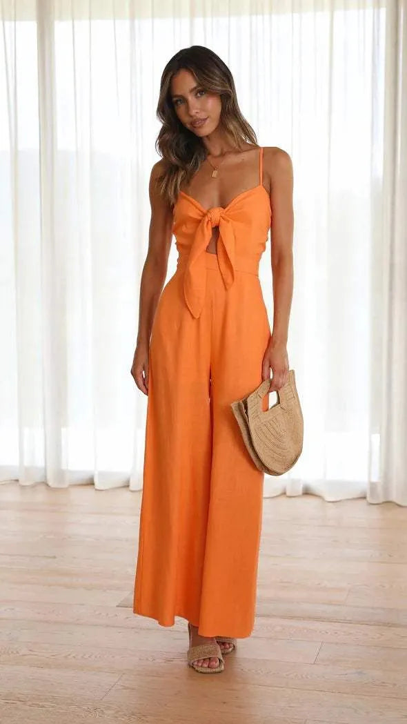 Tied Spaghetti-strap Trendy Jumpsuit Ginger Yellow Humidifier - Tophatter Daily Deals