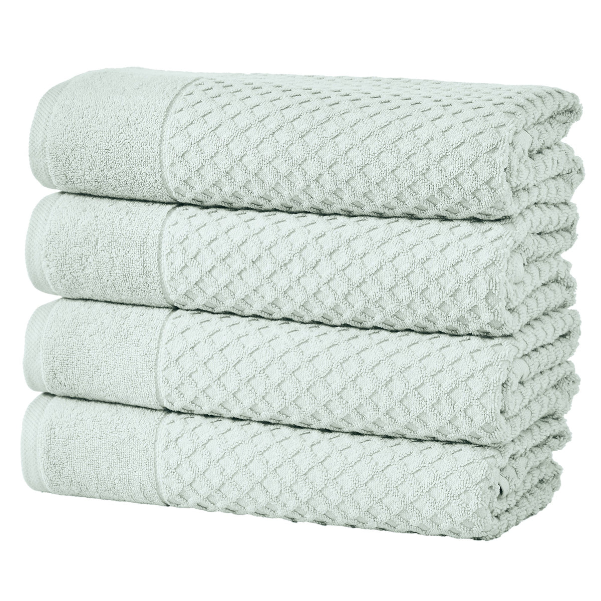 Cotton Diamond Waffle Weave Bath Towel Set - Grayson Collection Bath Towel (Pack of 4) Pastel Blue Bath - Tophatter Daily Deals