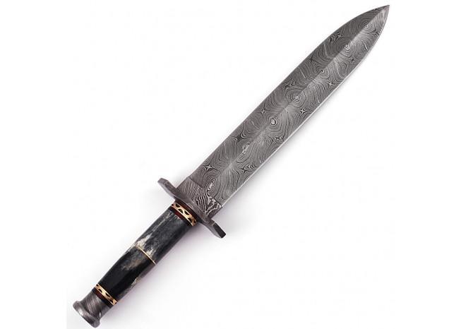 Legion of the Damned Damascus Steel Dagger with Leather Sheath knives - Tophatter Daily Deals