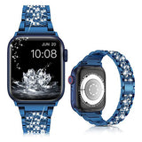 Diamond Rhinestone Stainless Steel Metal Wristband Strap Blue Watch Band - Tophatter Daily Deals
