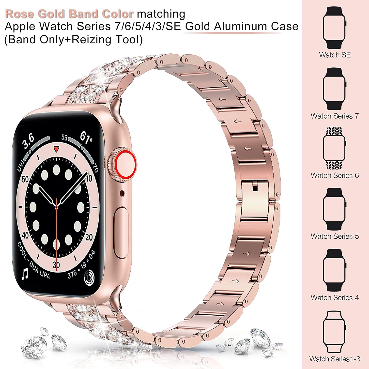 Diamond Rhinestone Stainless Steel Metal Wristband Strap Watch Band - Tophatter Daily Deals