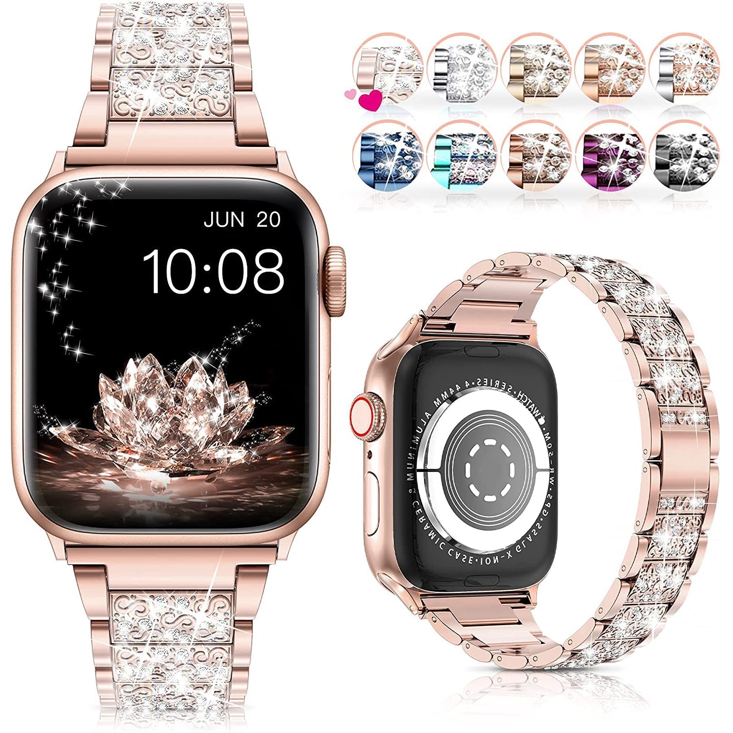 Diamond Rhinestone Stainless Steel Metal Wristband Strap Watch Band - Tophatter Daily Deals