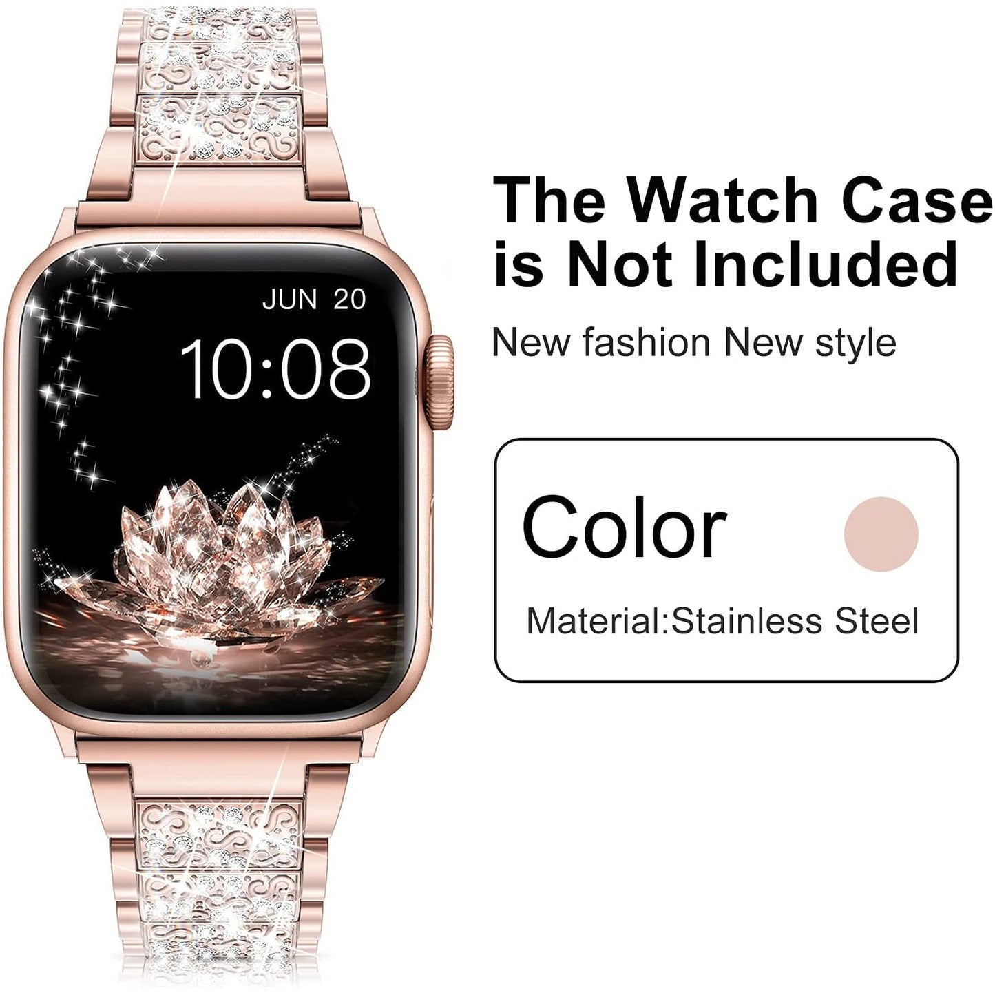 Diamond Rhinestone Stainless Steel Metal Wristband Strap Watch Band - Tophatter Daily Deals