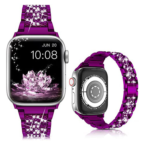 Diamond Rhinestone Stainless Steel Metal Wristband Strap Purple Watch Band - Tophatter Daily Deals