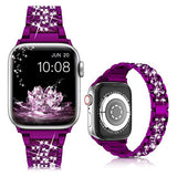 Diamond Rhinestone Stainless Steel Metal Wristband Strap Purple Watch Band - Tophatter Daily Deals