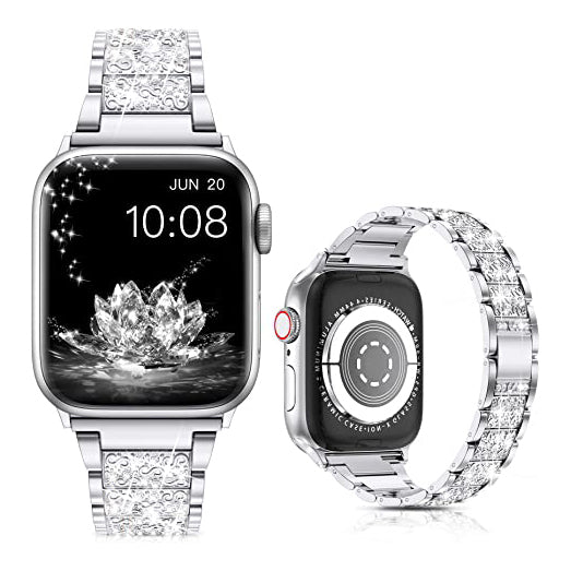 Diamond Rhinestone Stainless Steel Metal Wristband Strap Silver Watch Band - Tophatter Daily Deals