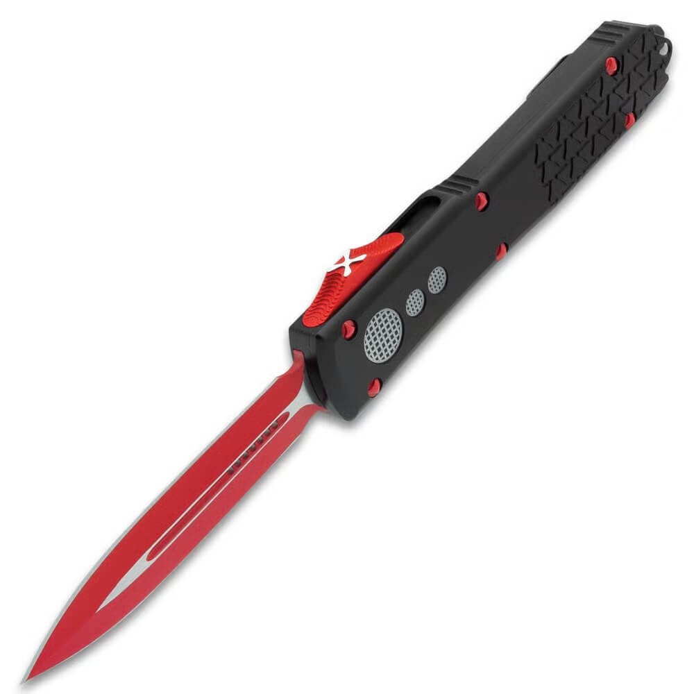 Micro Technology A7 Red and Blue Titanium Straight Out Cutting Tool-GS05 KNIVES - Tophatter Daily Deals