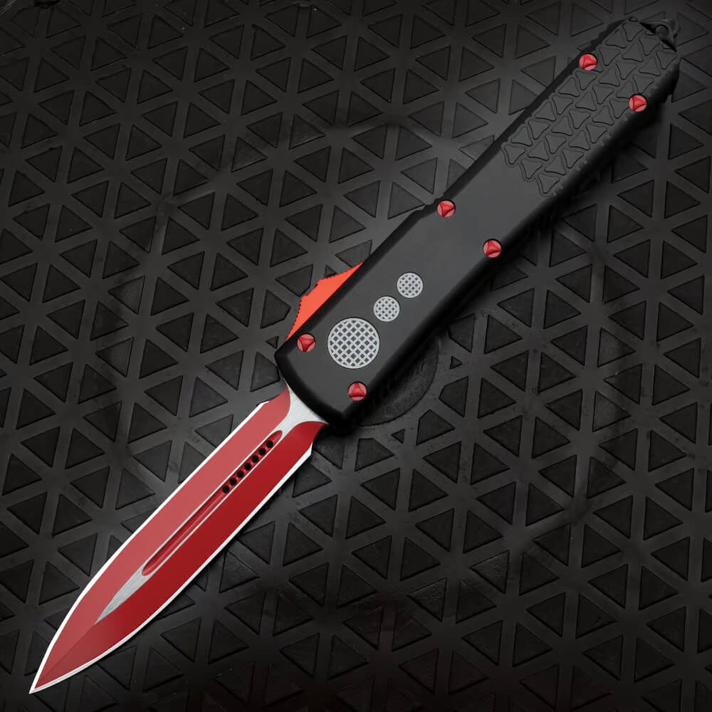 Micro Technology A7 Red and Blue Titanium Straight Out Cutting Tool-GS05 Red KNIVES - Tophatter Daily Deals