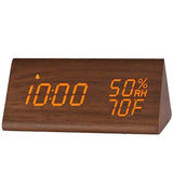 Digital Alarm Clock with Wooden Electronic LED Time Display Brown Household Appliances - Tophatter Daily Deals