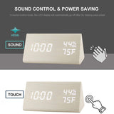 Digital Alarm Clock with Wooden Electronic LED Time Display Household Appliances - Tophatter Daily Deals