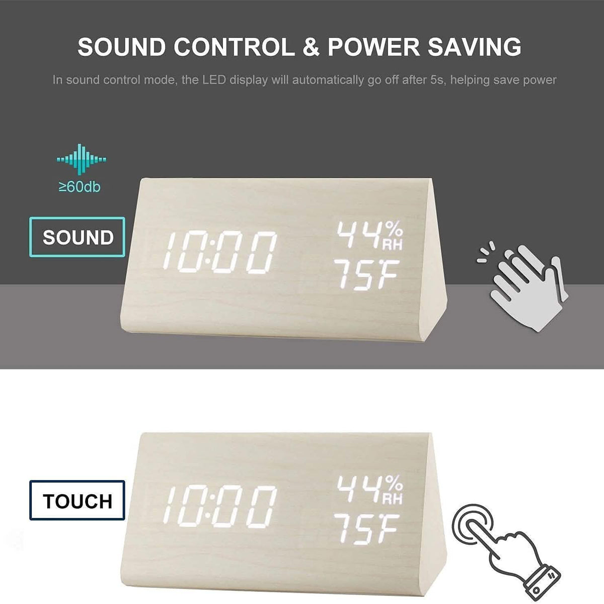 Digital Alarm Clock with Wooden Electronic LED Time Display Household Appliances - Tophatter Daily Deals