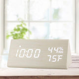 Digital Alarm Clock with Wooden Electronic LED Time Display Household Appliances - Tophatter Daily Deals