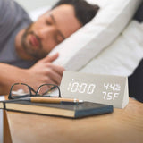 Digital Alarm Clock with Wooden Electronic LED Time Display Household Appliances - Tophatter Daily Deals