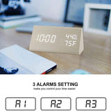 Digital Alarm Clock with Wooden Electronic LED Time Display Household Appliances - Tophatter Daily Deals