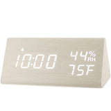 Digital Alarm Clock with Wooden Electronic LED Time Display White Household Appliances - Tophatter Daily Deals