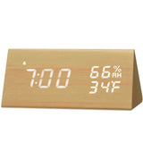 Digital Alarm Clock with Wooden Electronic LED Time Display Yellow Household Appliances - Tophatter Daily Deals