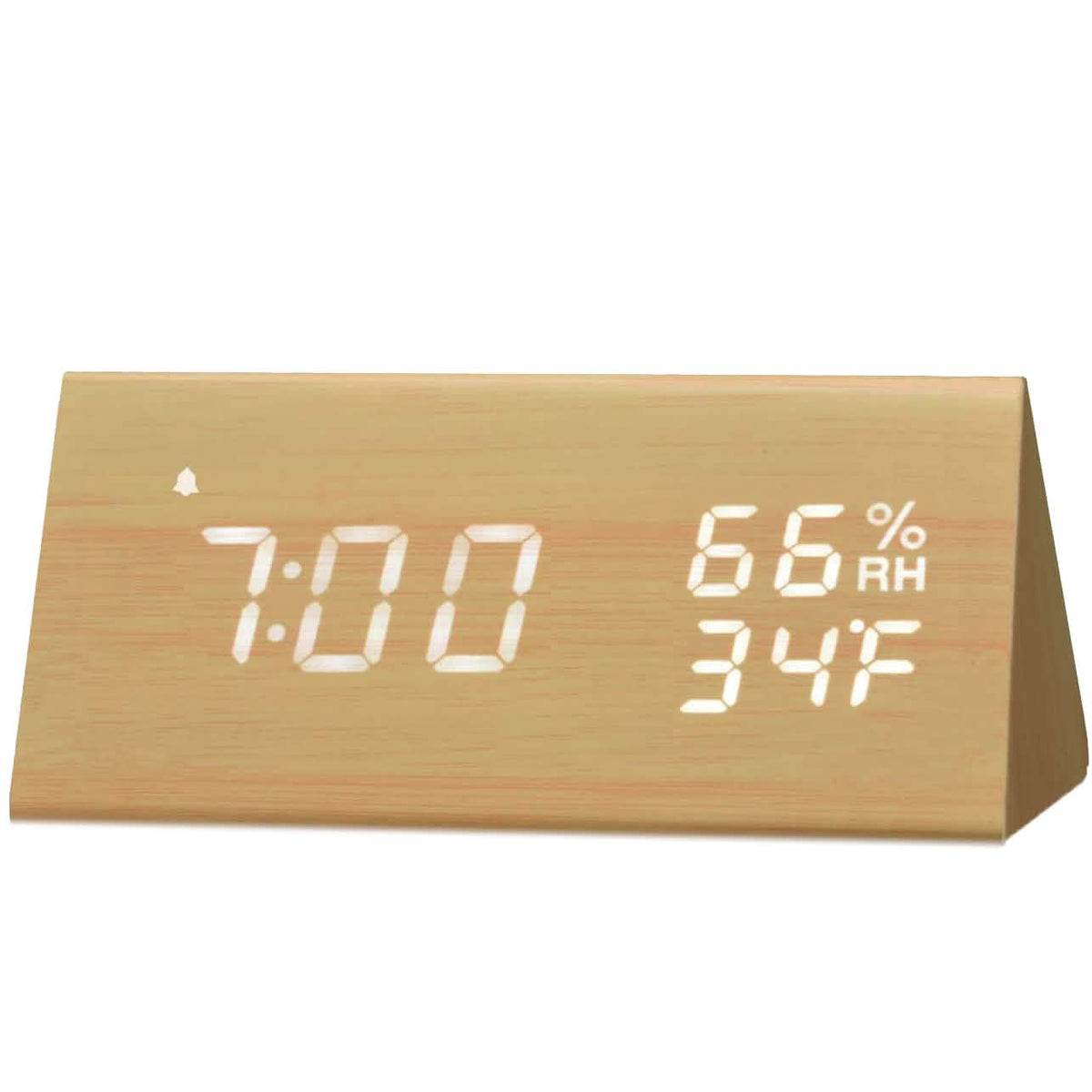 Digital Alarm Clock with Wooden Electronic LED Time Display Yellow Household Appliances - Tophatter Daily Deals