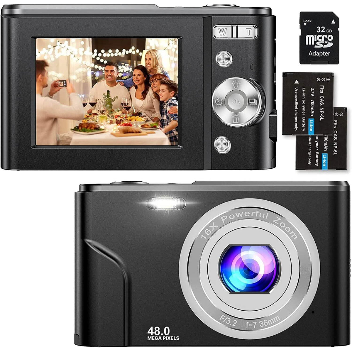 Digital Baby Camera 1080P 48MP with 32GB SD Card Black Cameras & Drones - Tophatter Daily Deals