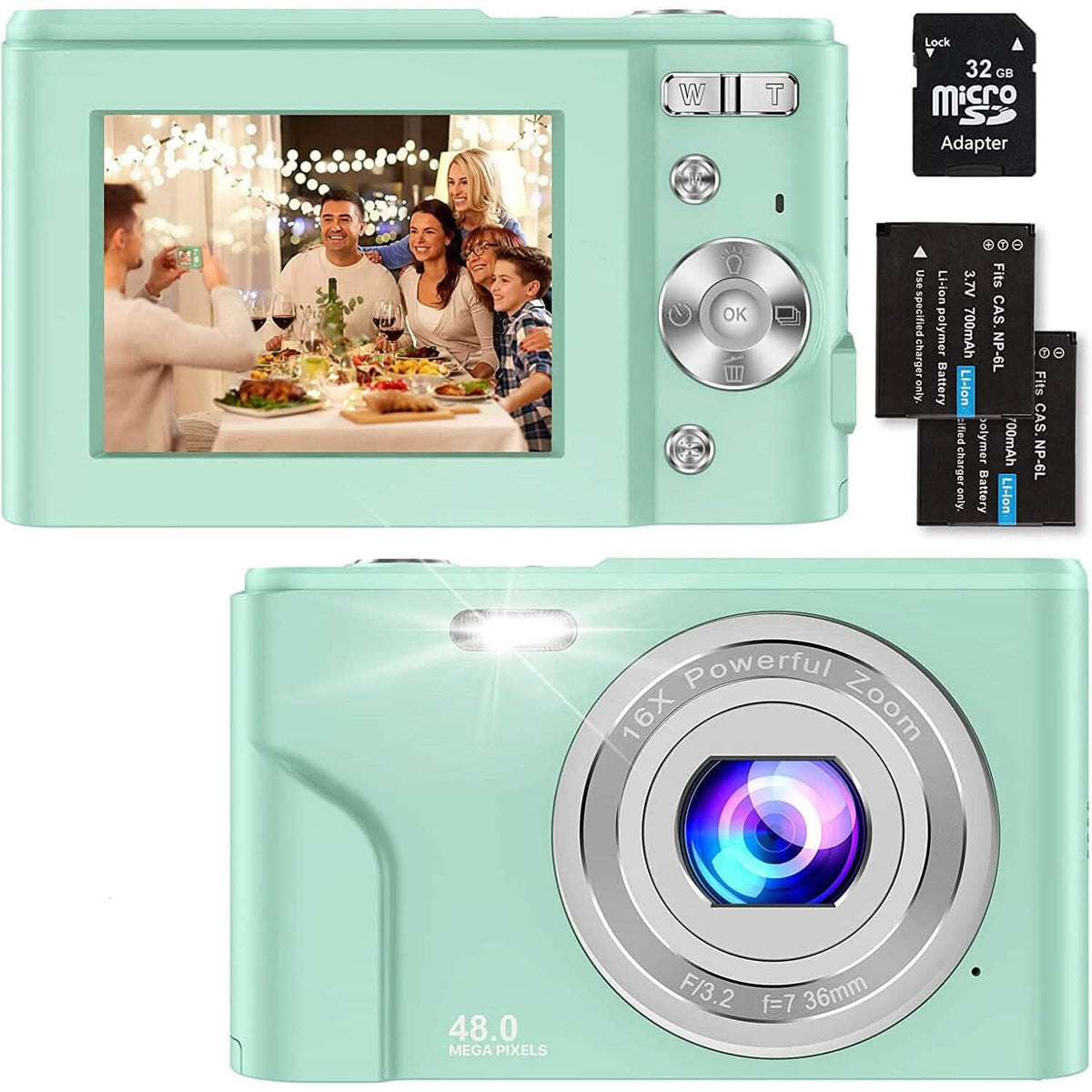 Digital Baby Camera 1080P 48MP with 32GB SD Card Green Cameras & Drones - Tophatter Daily Deals