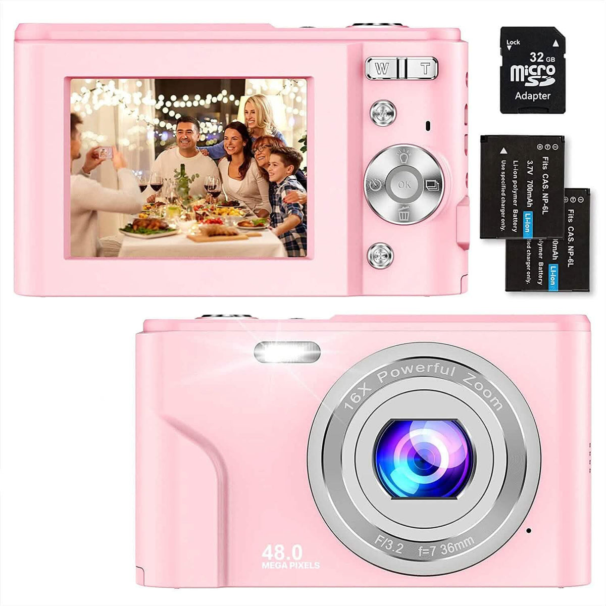 Digital Baby Camera 1080P 48MP with 32GB SD Card Pink Cameras & Drones - Tophatter Daily Deals