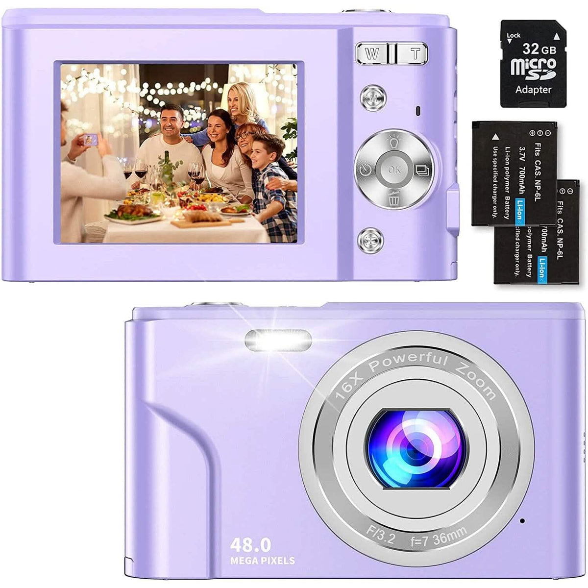 Digital Baby Camera 1080P 48MP with 32GB SD Card Purple Cameras & Drones - Tophatter Daily Deals