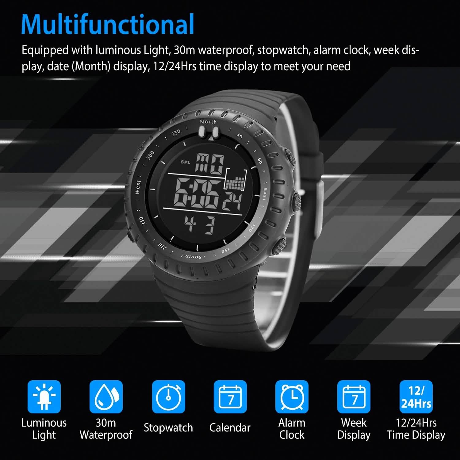 Digital Men's Sports Military Tactical Wrist Watch Watches - Tophatter Daily Deals
