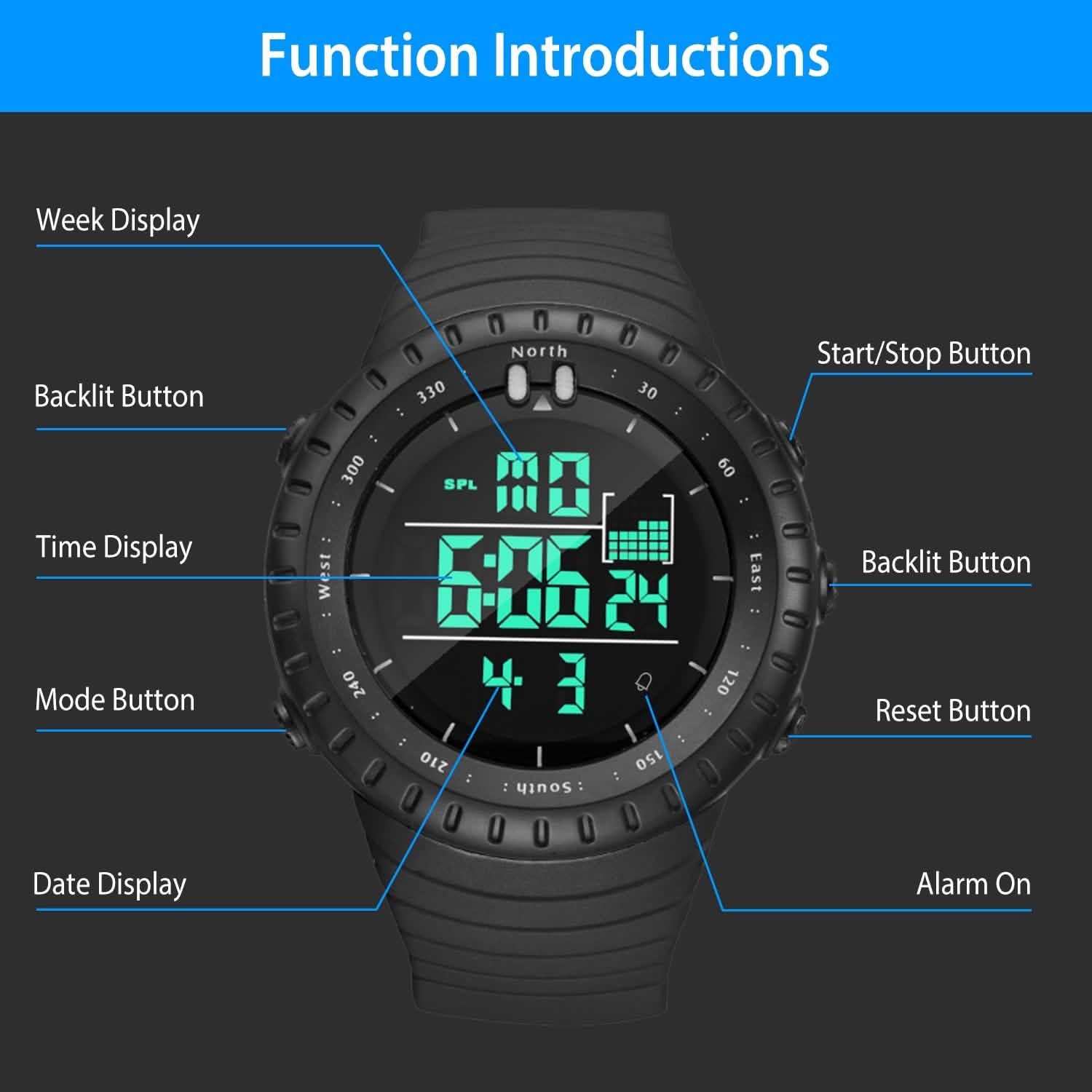 Digital Men's Sports Military Tactical Wrist Watch Watches - Tophatter Daily Deals