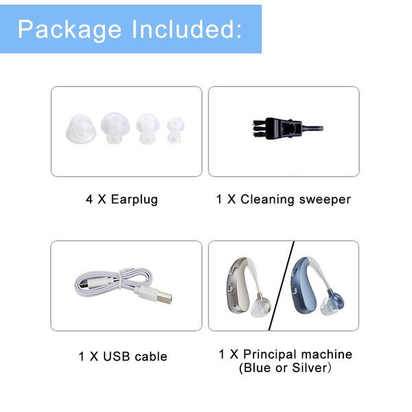 Digital Rechargeable Hearing Aids Acousticon Amplifier Audiphone Behind Ear Sound Hearing Aid - Tophatter Daily Deals
